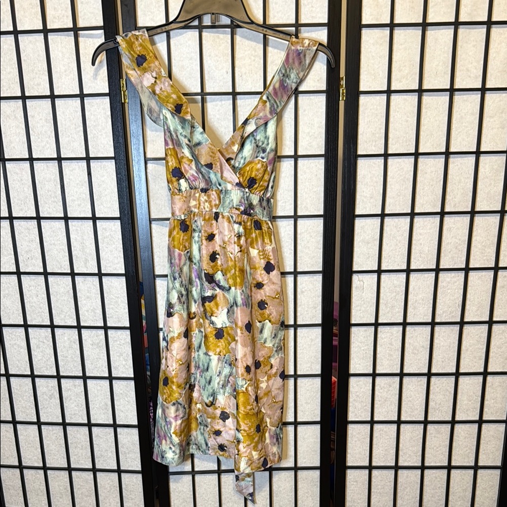 Theory Asymmetrical Yellow and Brown Sundress for Weddings
